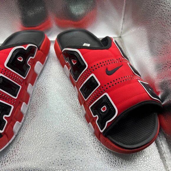 Size 15 Nike‎ Air More Uptempo University Red Black Slip On Slide FJ6035-600 main image 11